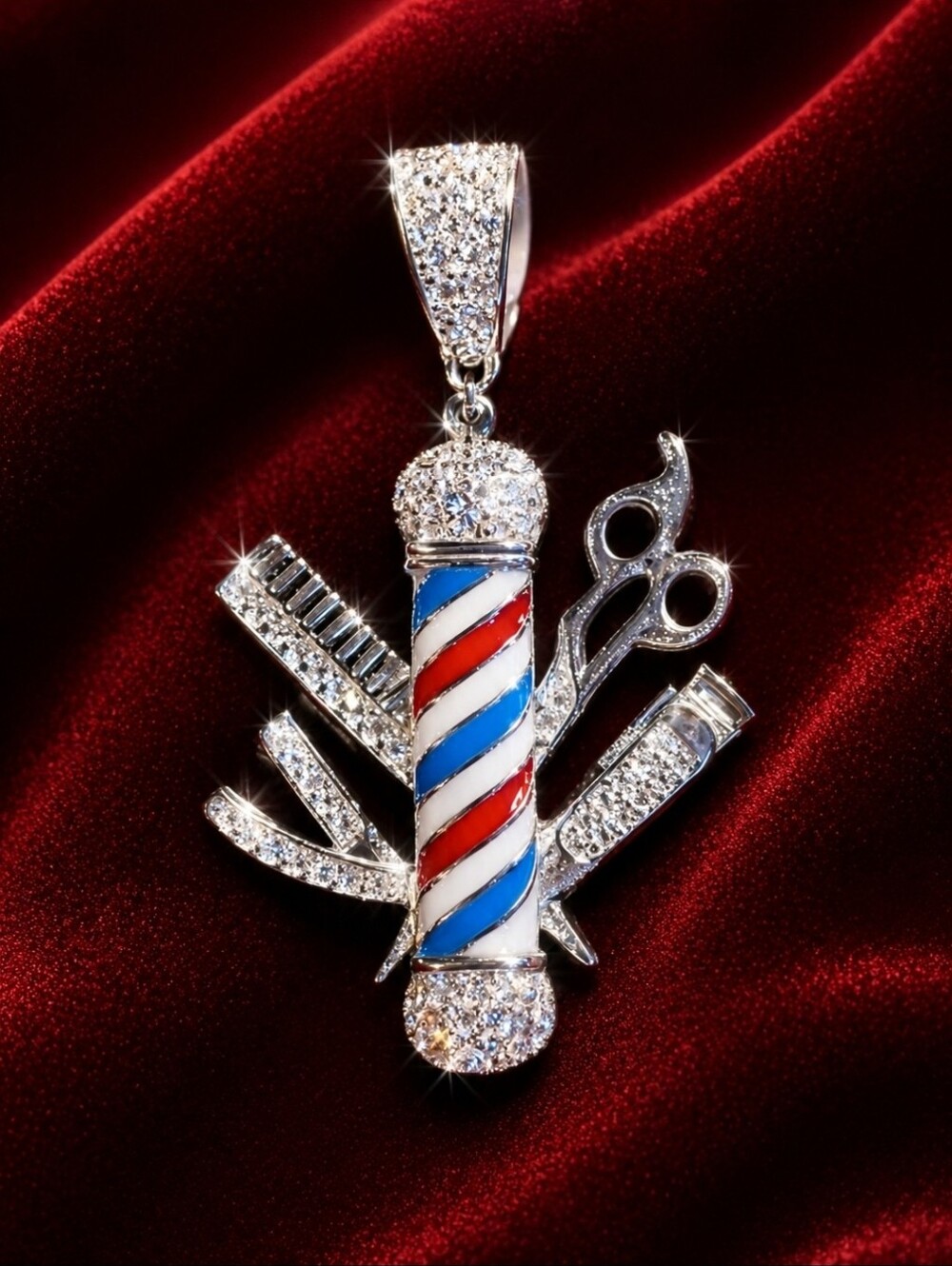Moissanite Barber Pole Pendant In Sterling Silver 1.00CT. NEW
